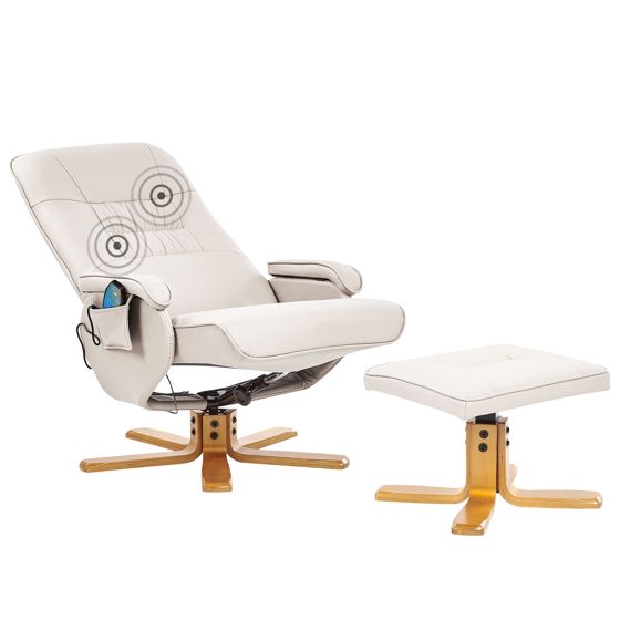 Massagestol RELAXPRO med fodskammel Kunstlæder Lys Beige
