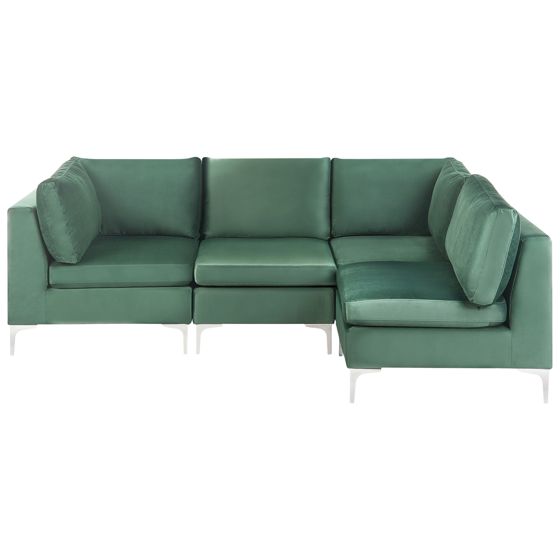 Hjørnesofa modul 4 personers EVJA Velour Grøn Venstrevendt