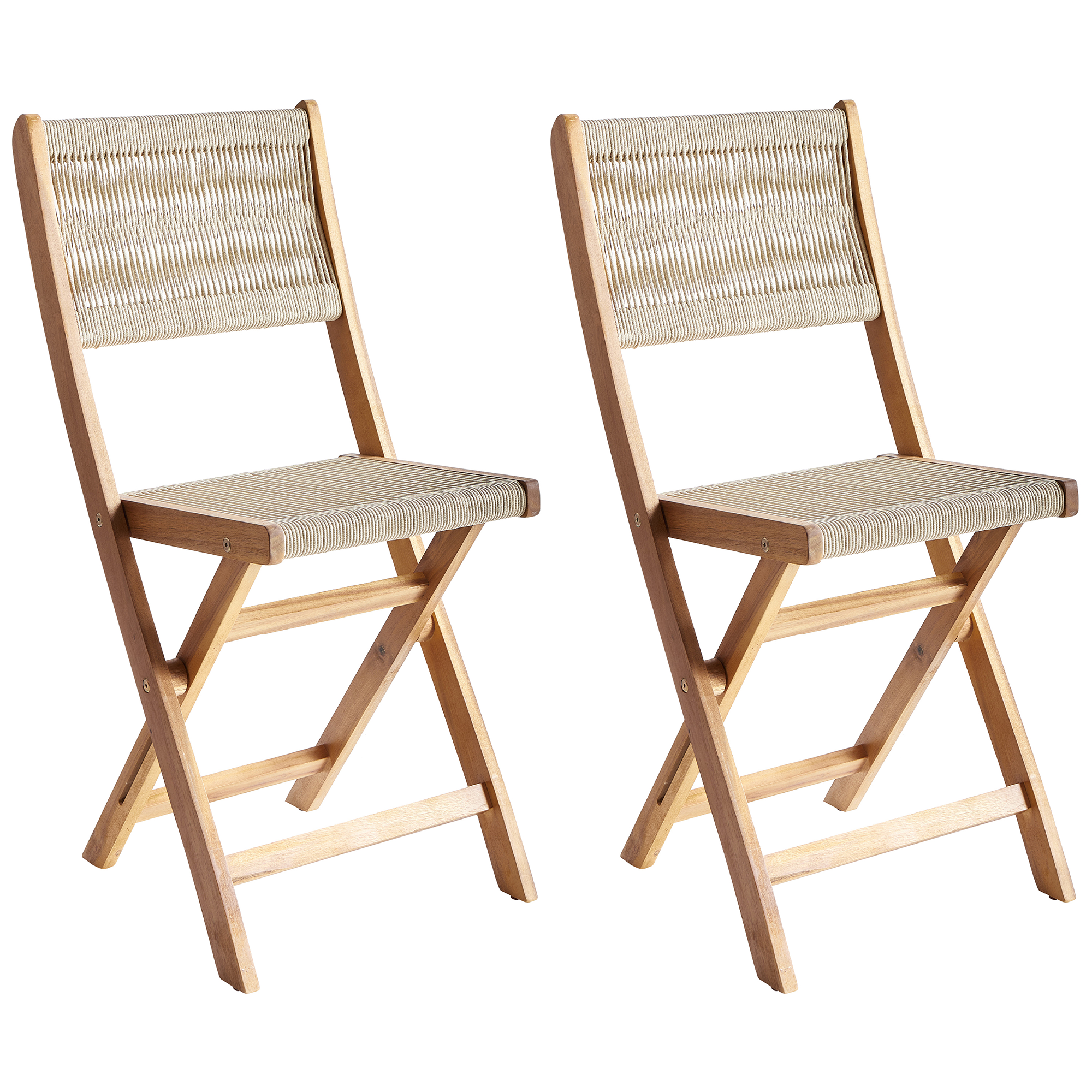 Sæt af 2 havestole PROSSEDI Foldbar Akacietræ Beige