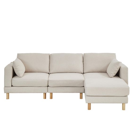 Hjørnesofa 235×152×78 cm, L-sofa, beige
