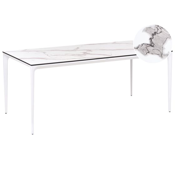 Havebord SOVARETO 180 cm 90 cm Marmor effekt Hvid marmor