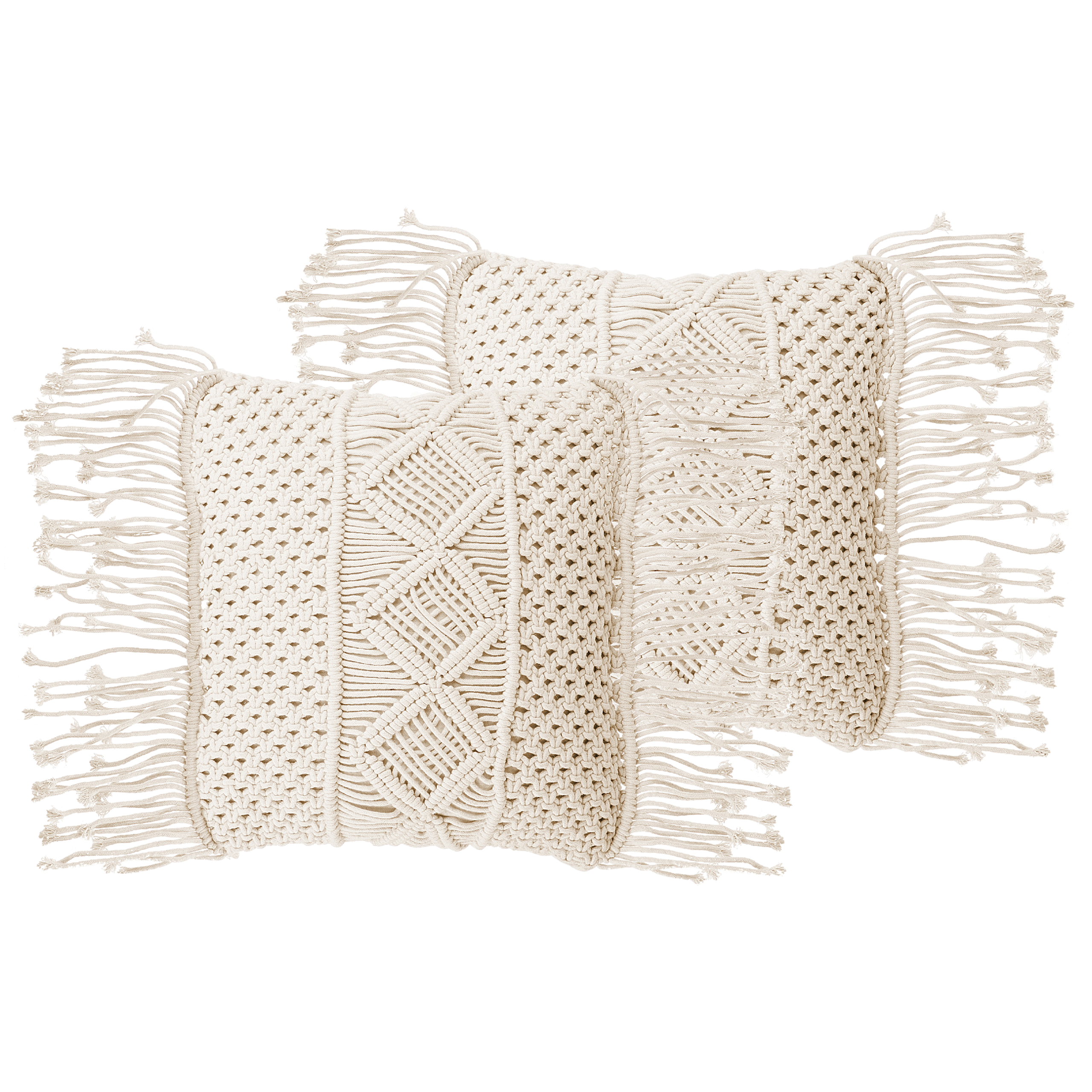 Sæt af 2 pyntepuder YORTAN 45 x 45 cm Bomuld Lys Beige Geometrisk mønster