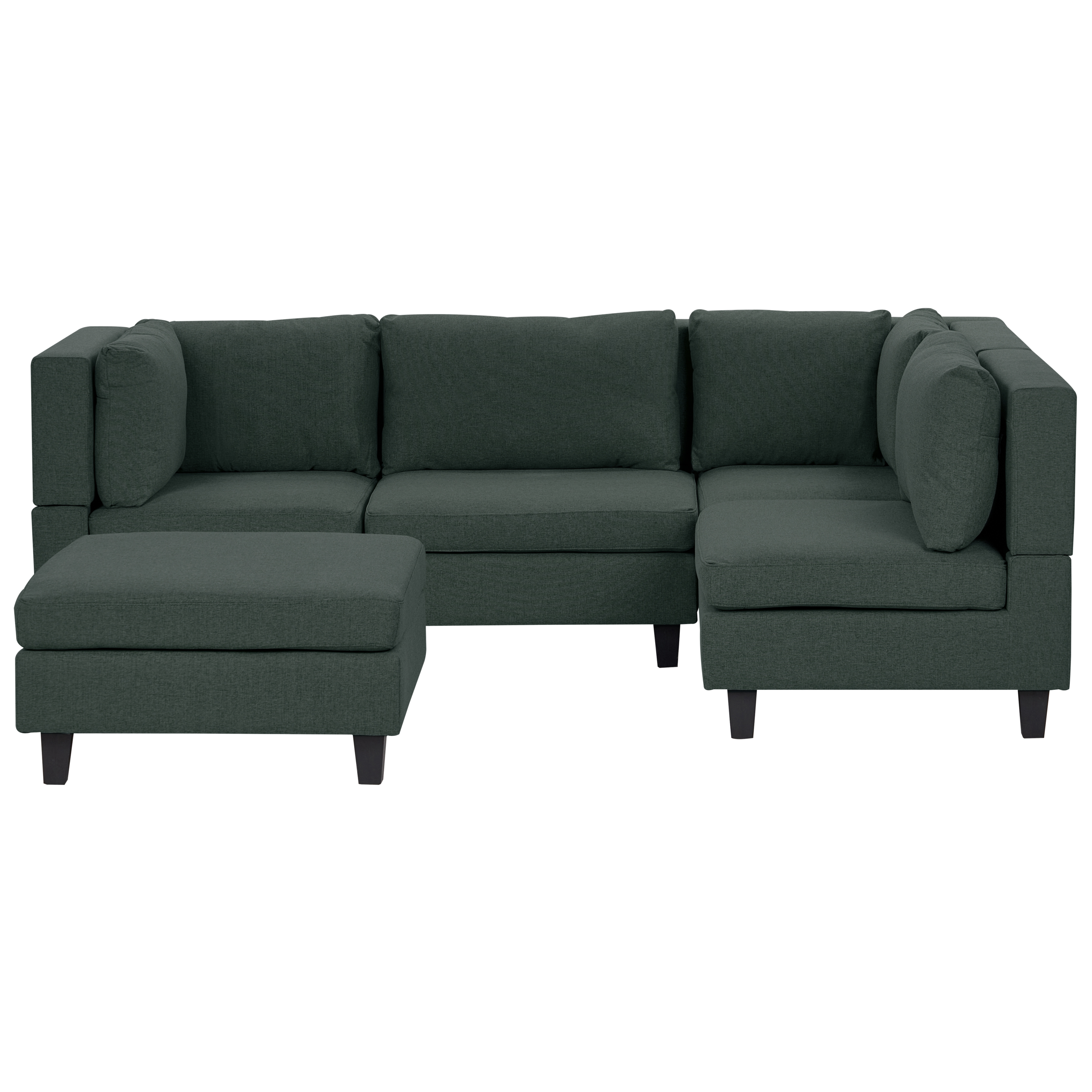 Hjørnesofa modul 4 personers UNSTAD med fodskammel Mørkegrøn Venstrevendt