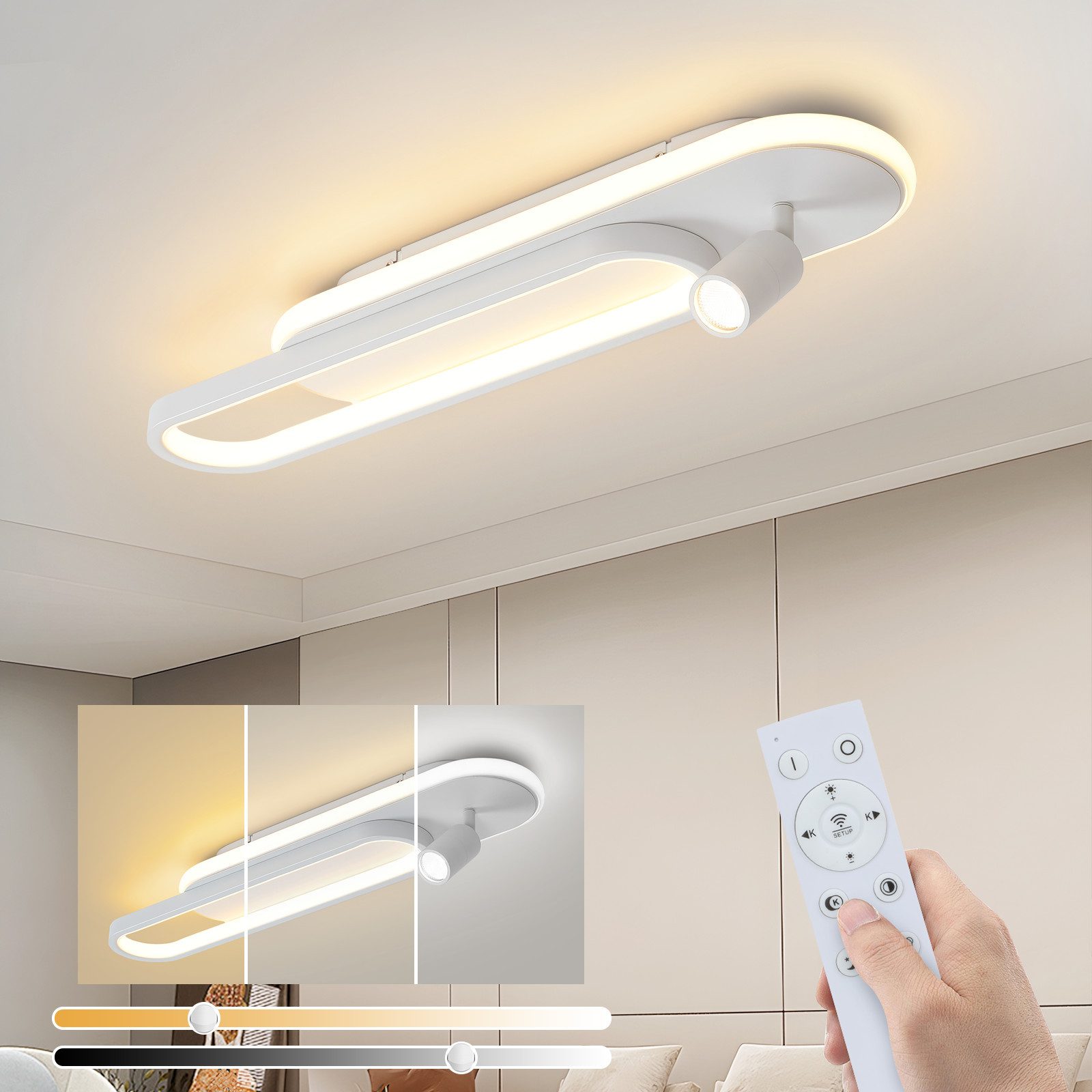 NETTLIFE moderne hvid dæmpbar LED-loftlampe med én loftspot