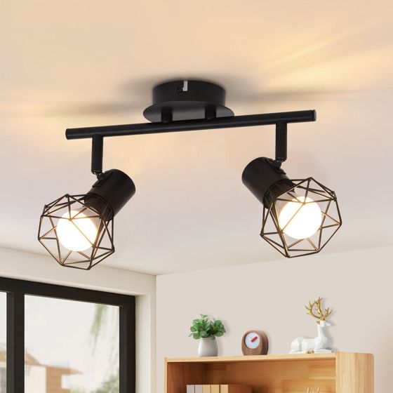 NETTLIFE 2 vintage sort E14 flammeloftlampe 350° justerbar industriel retro til entré, stue, soveværelse, køkken, spisestue