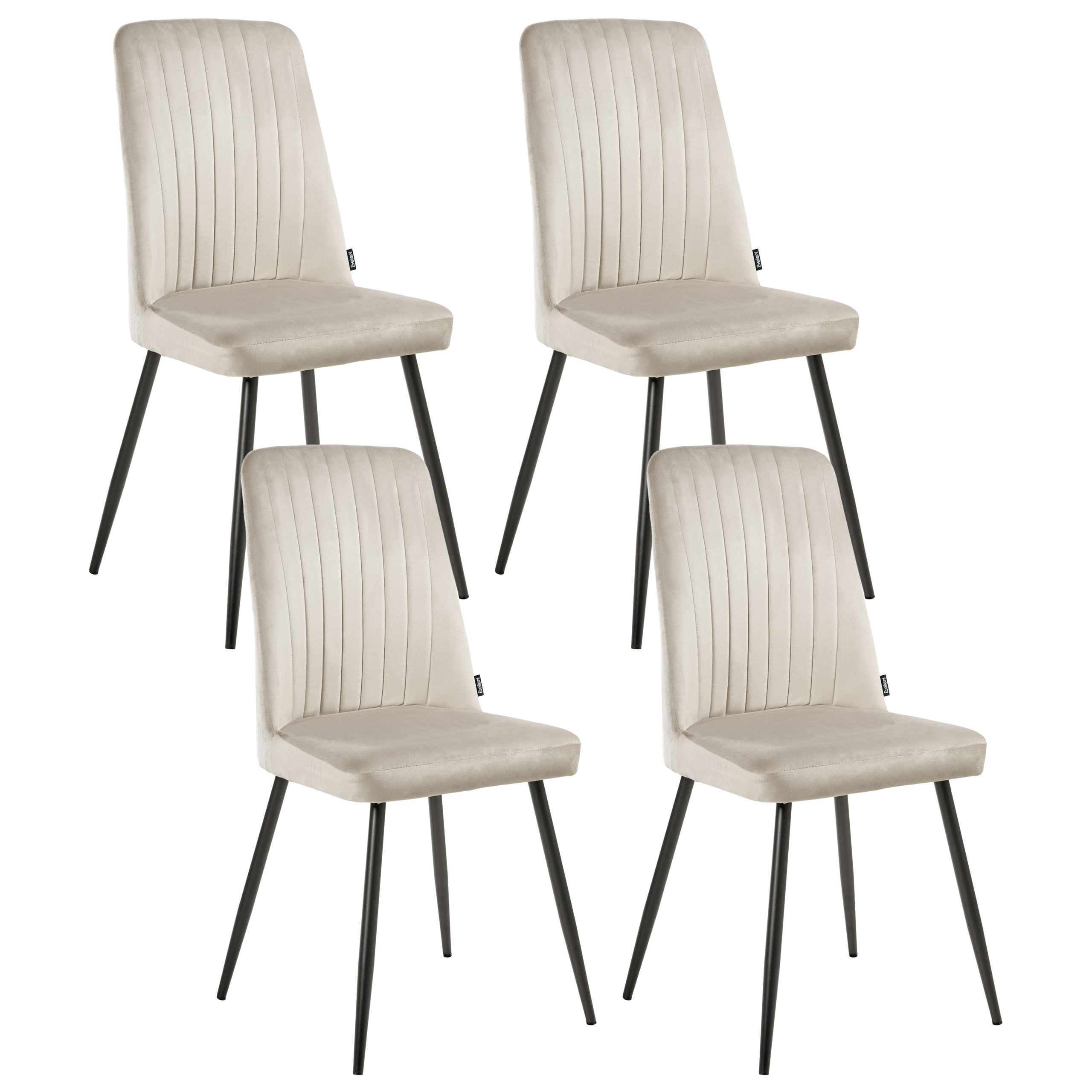 Sæt med 4 spisebordsstole KIRBY Velour Beige