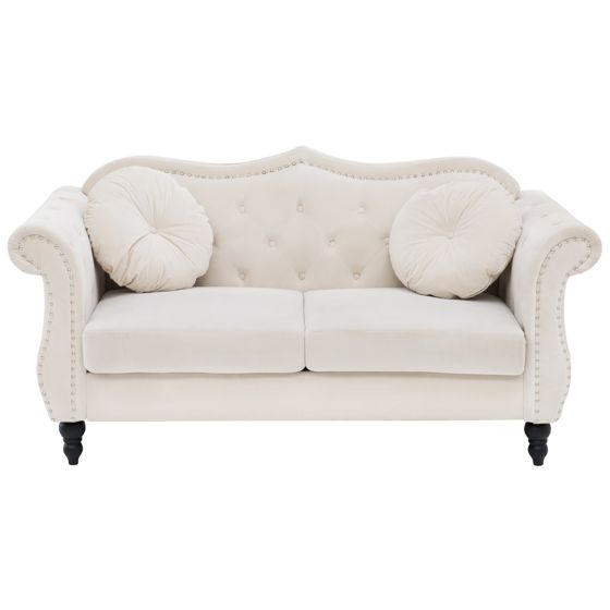 Sofa 2 personers SKIEN Velour Lys Beige