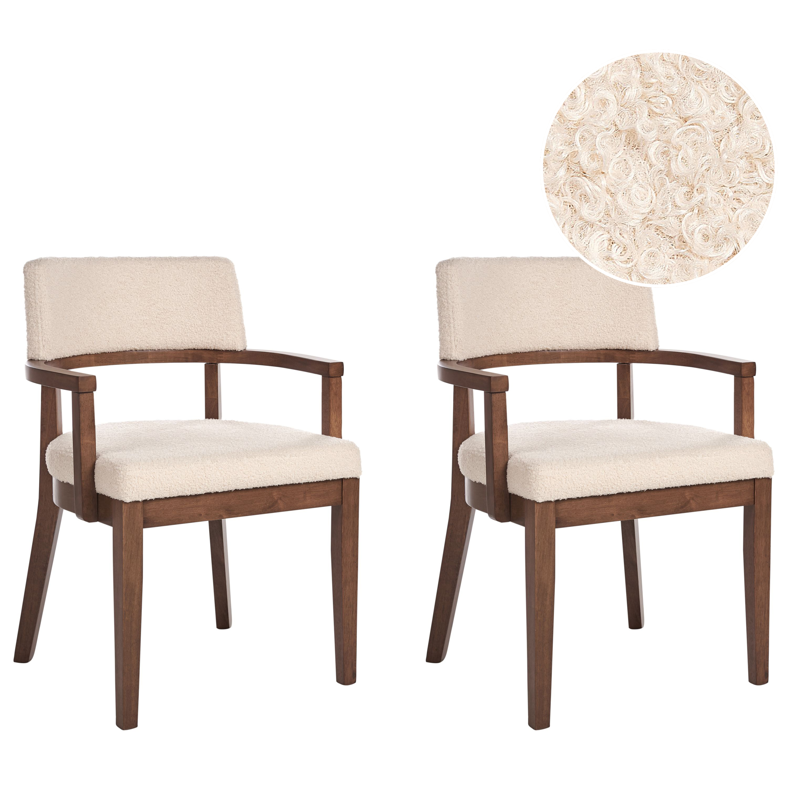 Sæt med 2 spisebordsstole DALBO Boucle Brun/lys beige
