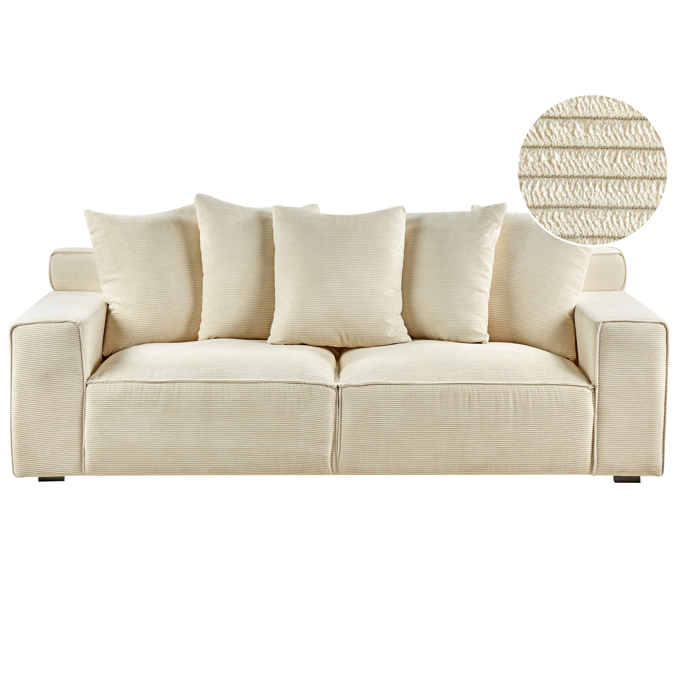 Sofa 3 personers VISKAN Fløjl Lys Beige