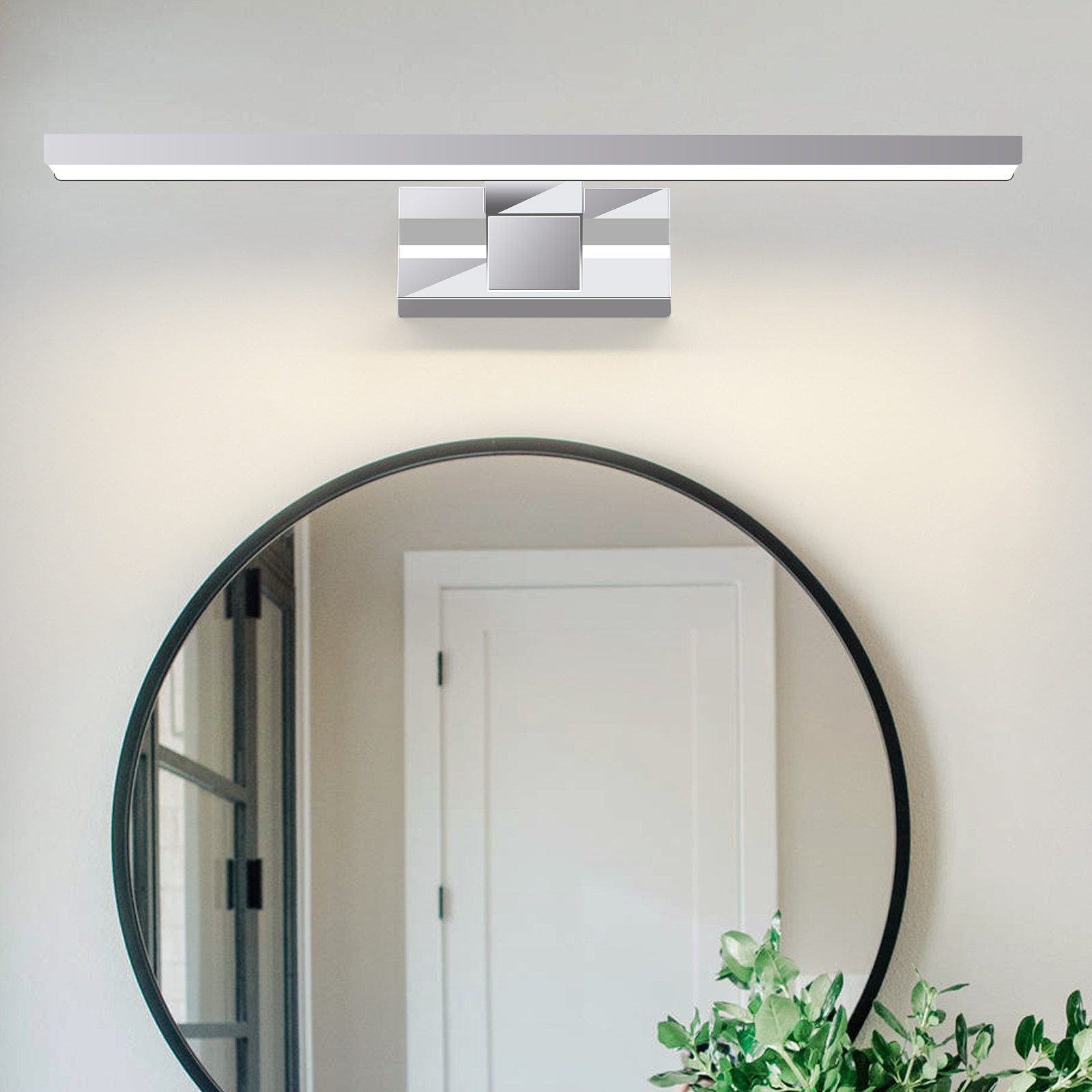 NETTLIFE LED - spejlvæglampe, 6W, 30CM vandtæt, IP44 krom, moderne, neutral hvid, 4000K
