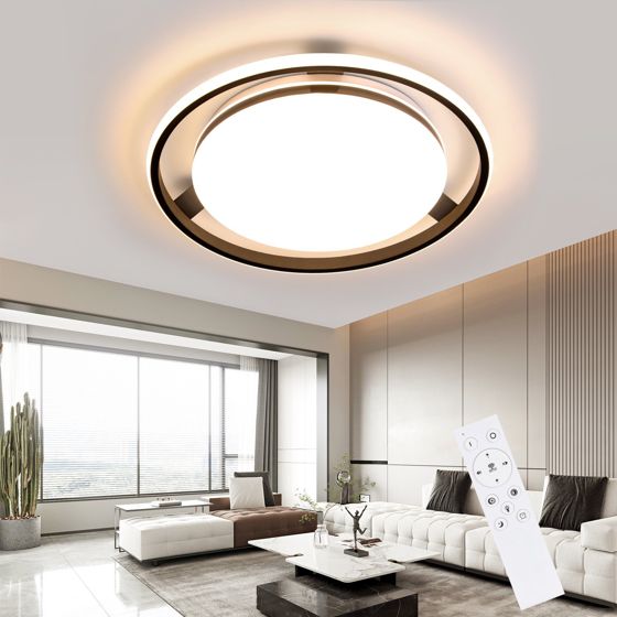 NETTLIFE moderne sort, LED loftslampe med fjernbetjening, rund, stuelampe, med dæmpbar lampe, til soveværelse, køkken