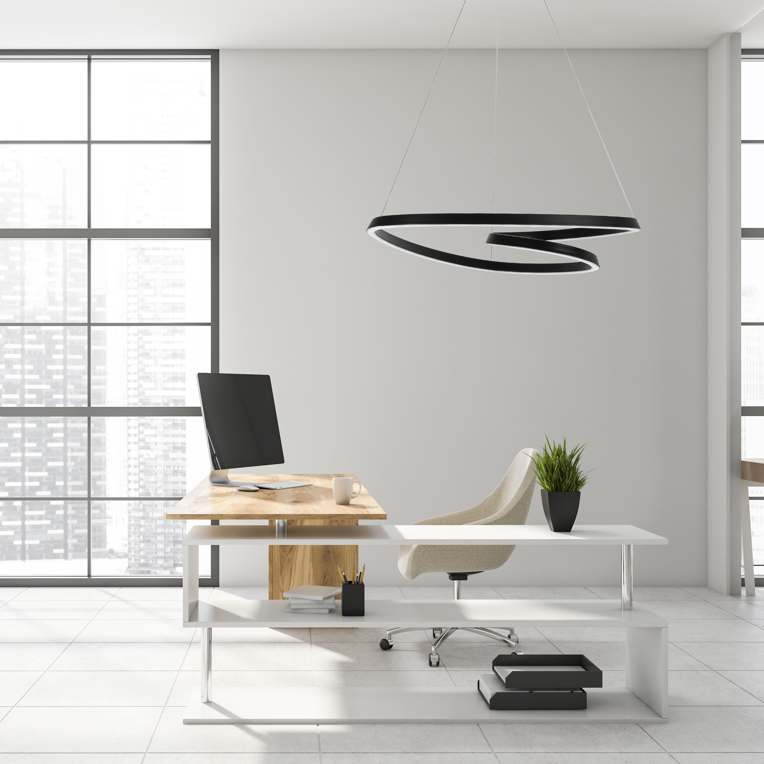 TOOLIGHT hængende loftlampe LED APP796-CP LOOP Sort 63x61,5x75cm