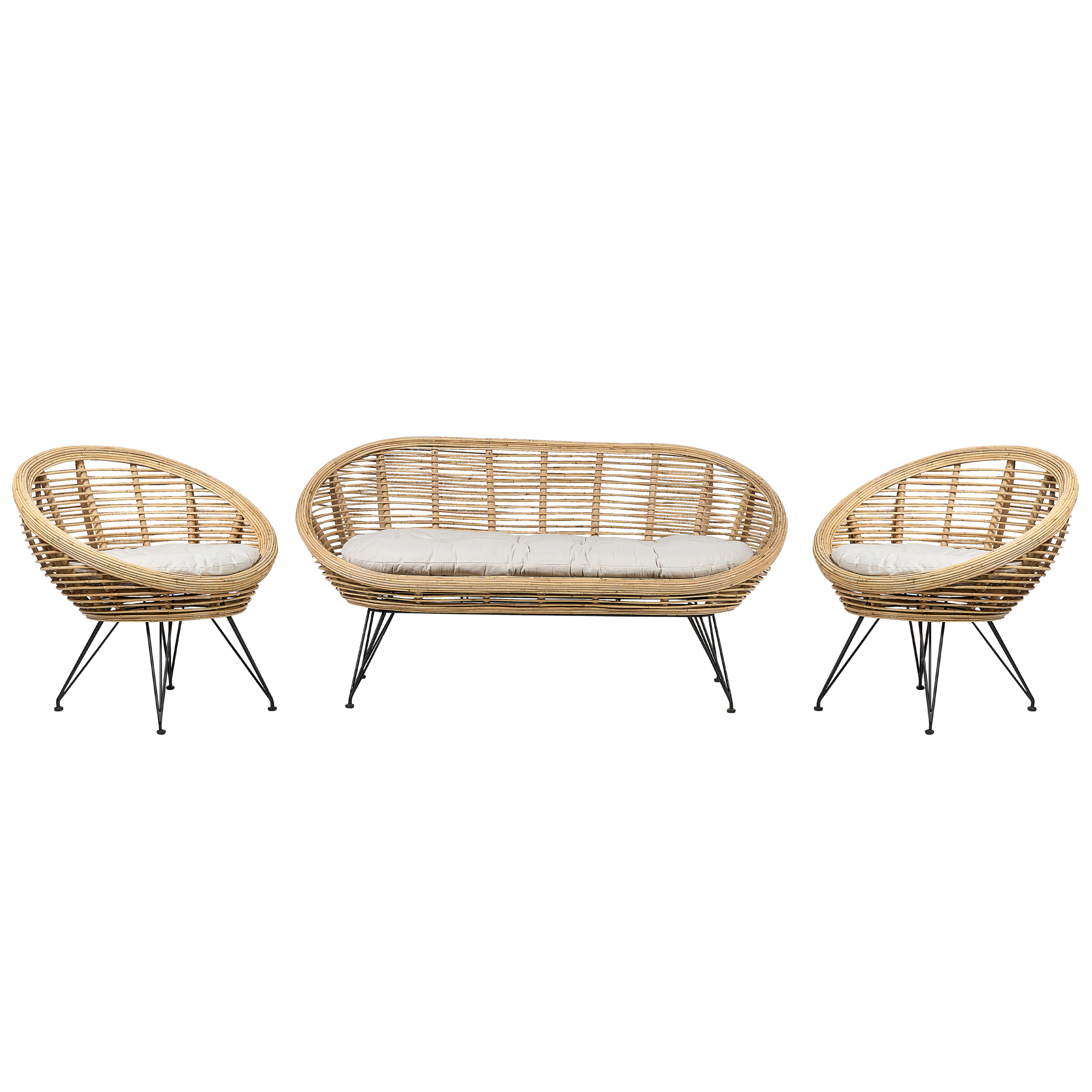 havesofasæt 4 personers MARATEA Rattan Naturlig