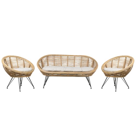 havesofasæt 4 personers MARATEA Rattan Naturlig