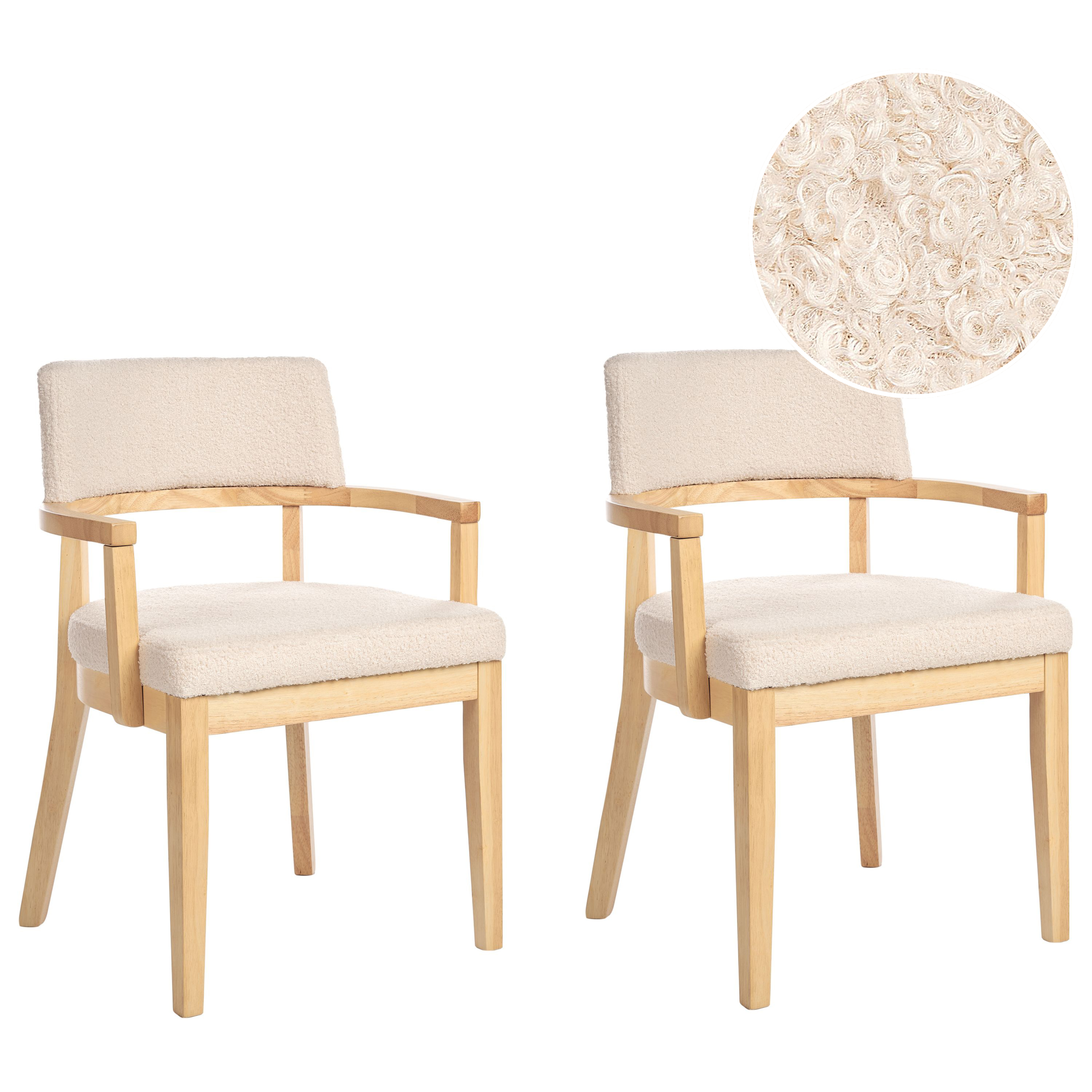Sæt med 2 spisebordsstole DALBO Boucle Lysebrun/beige