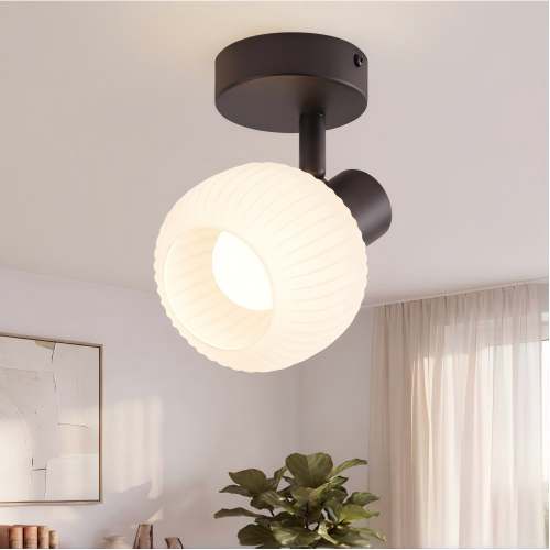 NETTLIFE sort loftspotlight E14 vintage - glasskærm til indendørs brug, moderne spotlight til soveværelse, stue