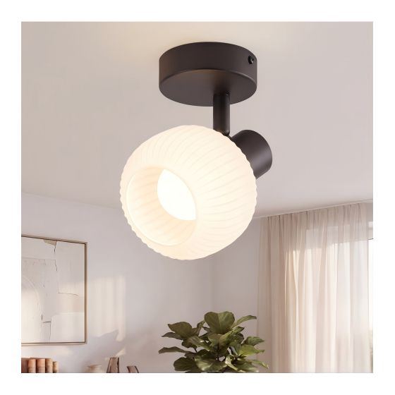 NETTLIFE sort loftspotlight E14 vintage - glasskærm til indendørs brug, moderne spotlight til soveværelse, stue