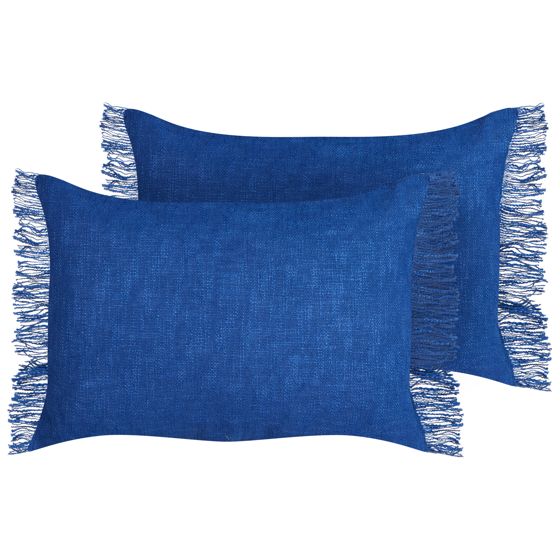 Sæt af 2 pyntepuder MABA 50 x 35 cm Bomuld Navy Blå Ensfarvet