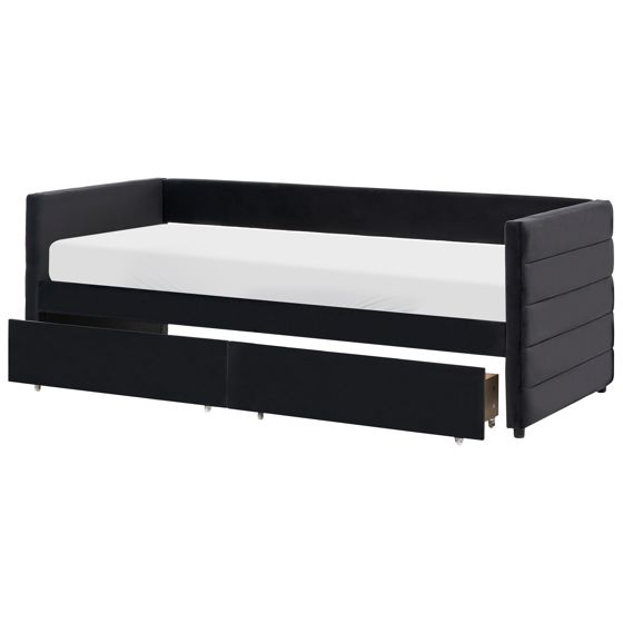 Daybed med opbevaring MARRAY Velour Sort 90 x 200 cm