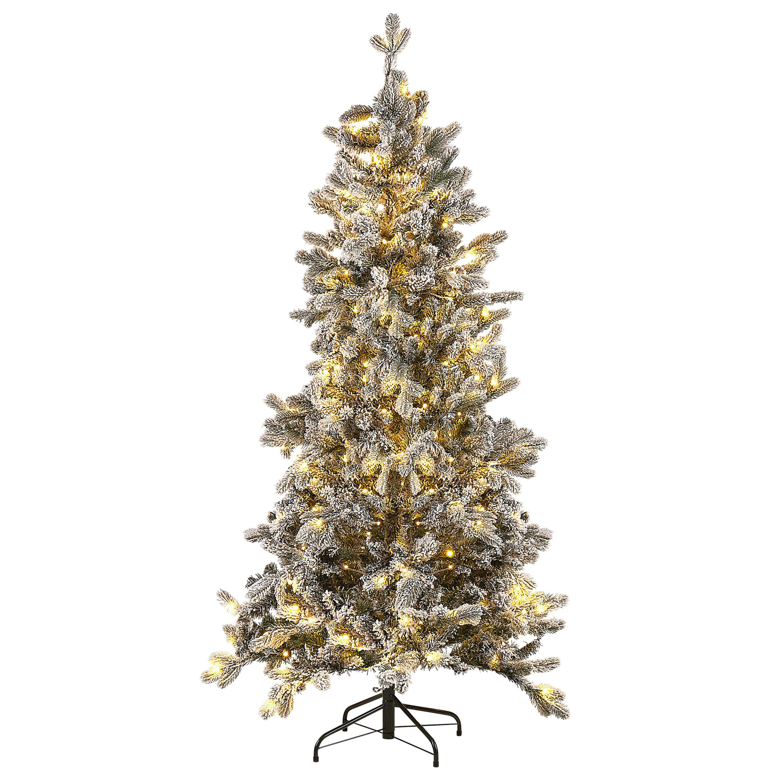 Sneklædt juletræ LED TATLOW 180 cm Grøn