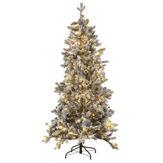 Sneklædt juletræ LED TATLOW 180 cm Grøn