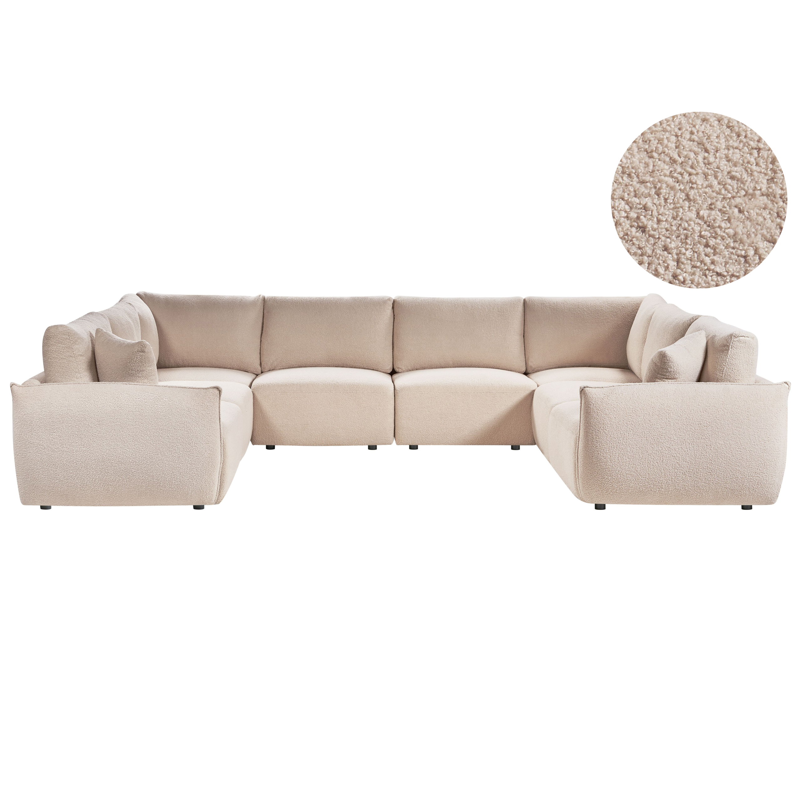 U-formet modulsofa 8 personers MESNALI Boucle Beige