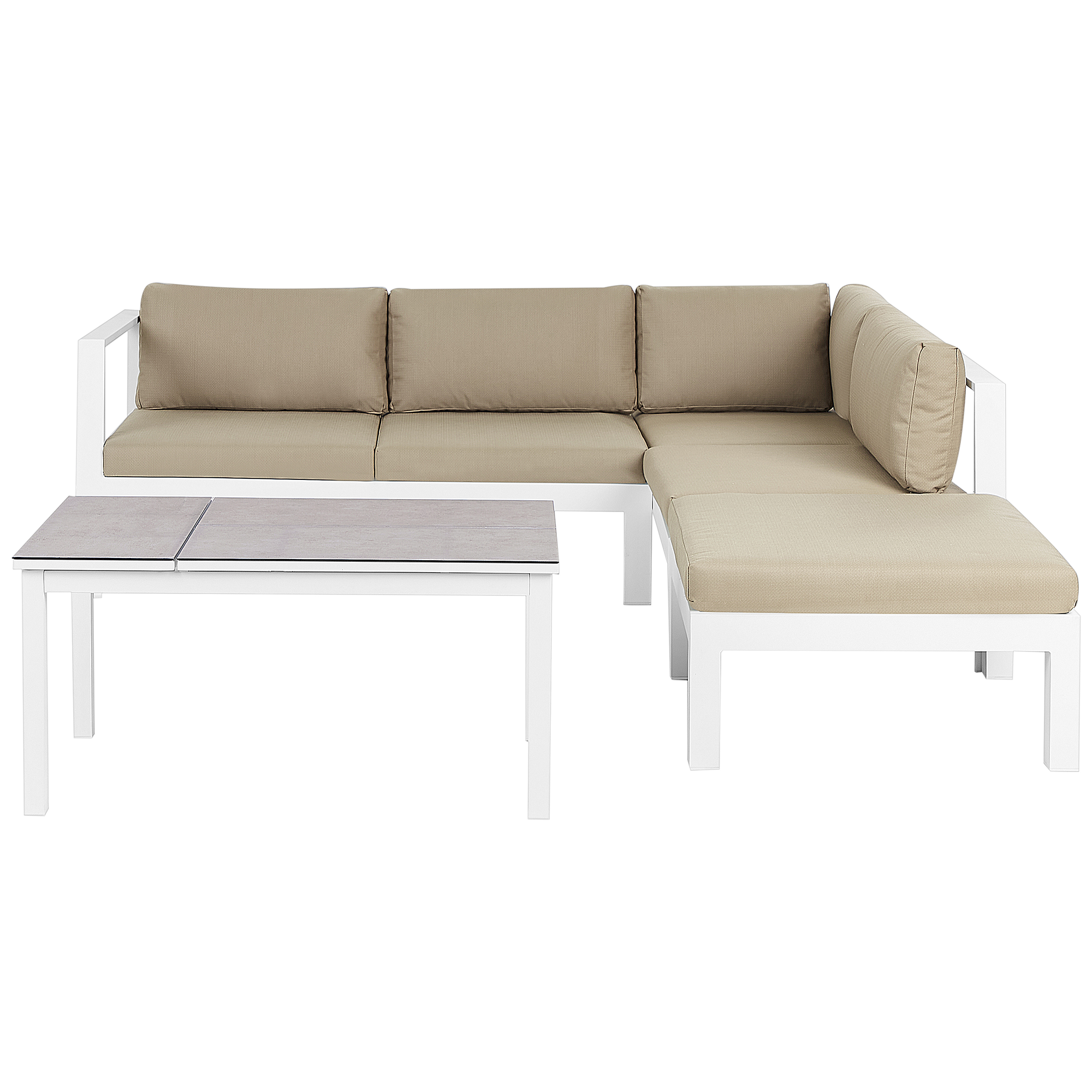 Have-hjørnesofasæt 5 personers MESSINA Metal Mørk beige Venstrevendt