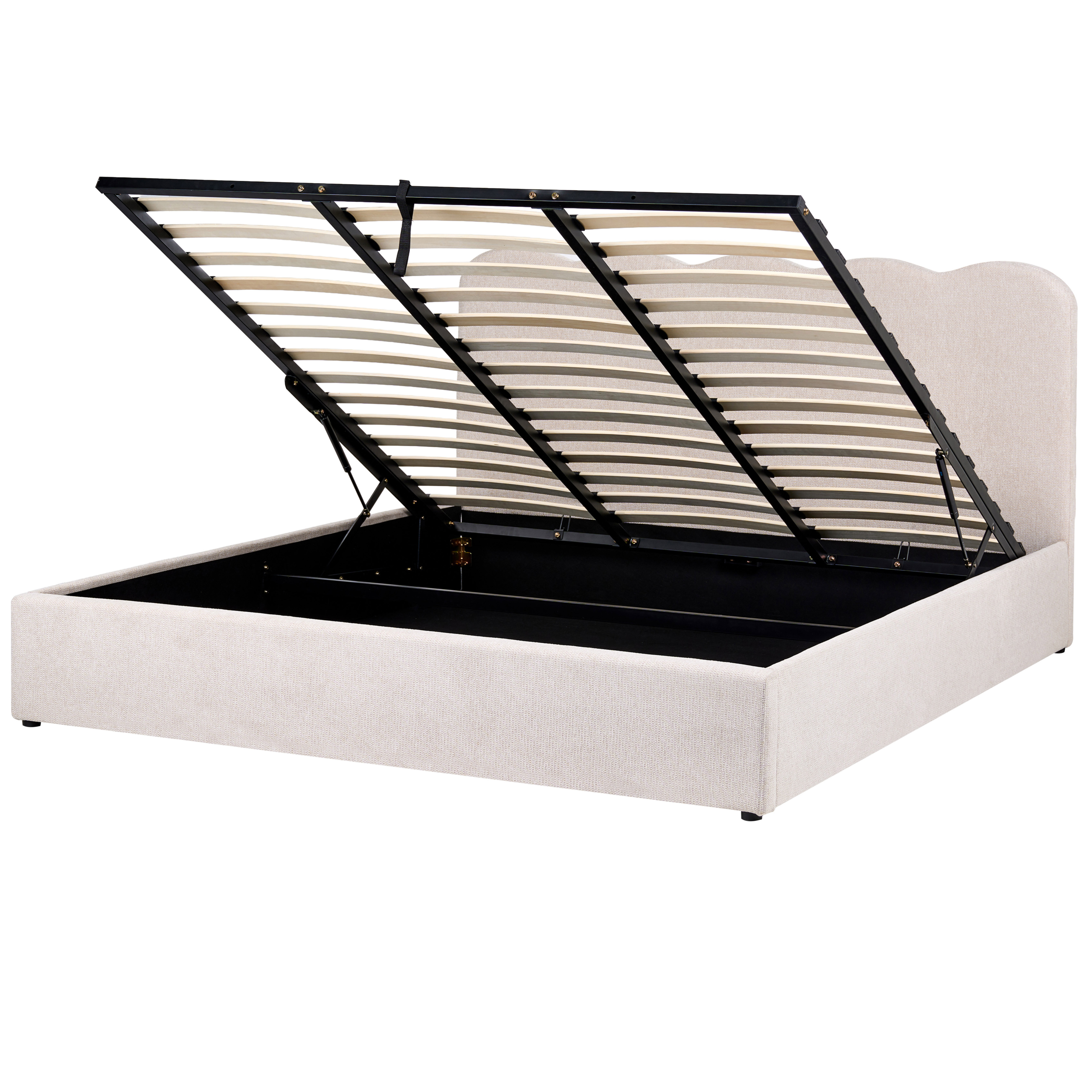 Seng med opbevaring NANTERRE Lys Beige 180 x 200 cm