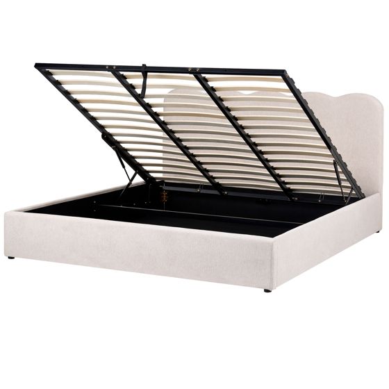 Seng med opbevaring NANTERRE Lys Beige 180 x 200 cm