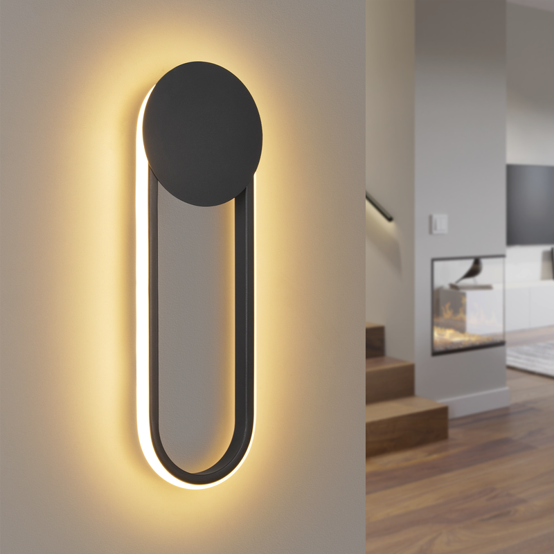 NETTLIFE Indendørs LED-væglampe - 12 W trappelampe 41 cm sort moderne entrélampe 3000 K