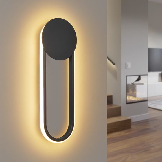 NETTLIFE Indendørs LED-væglampe - 12 W trappelampe 41 cm sort moderne entrélampe 3000 K
