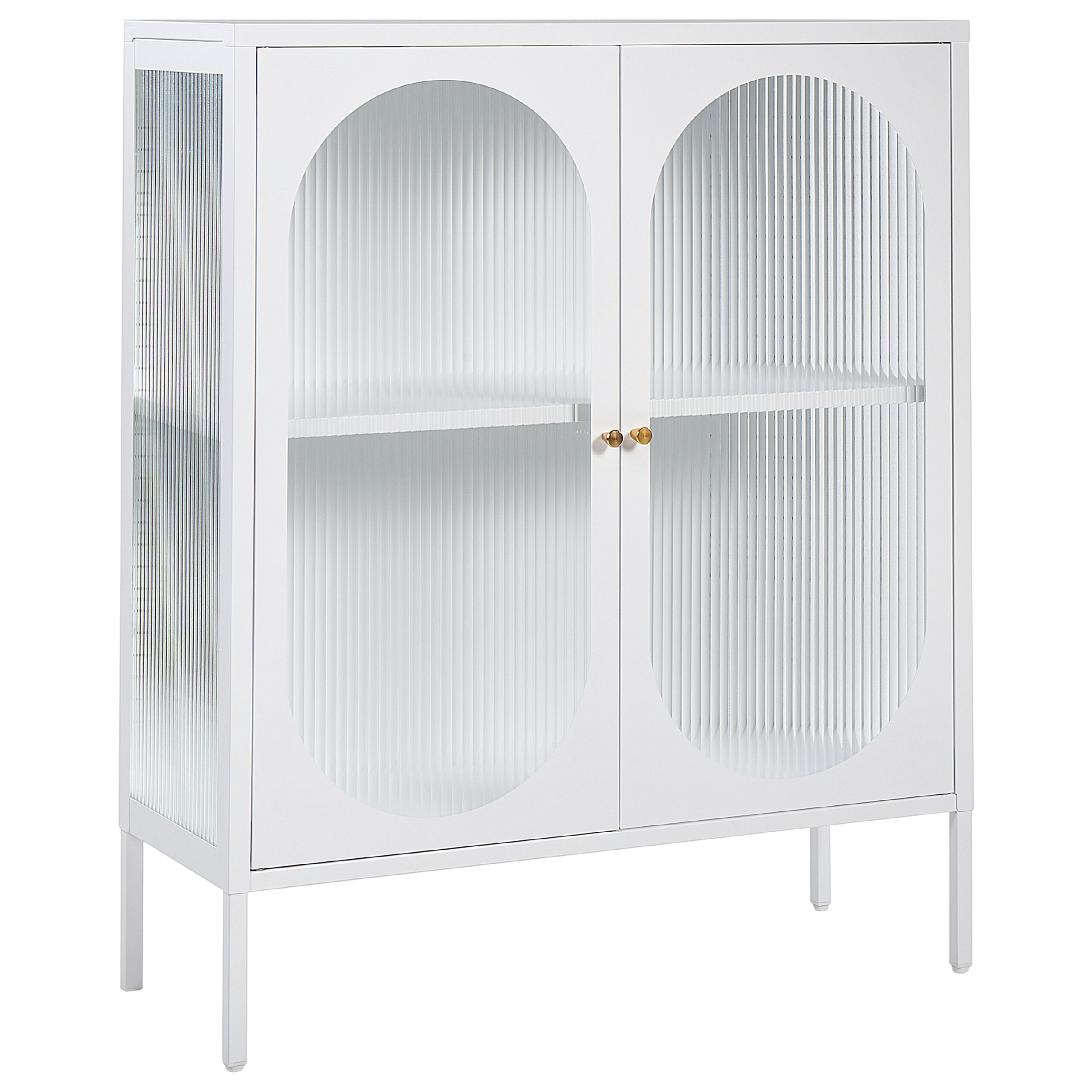 Glas vitrine skænk SARRE 90 cm Metal Hvid