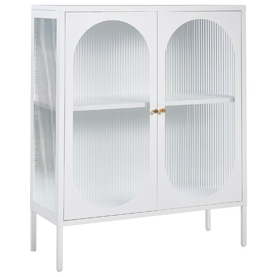 Glas vitrine skænk SARRE 90 cm Metal Hvid