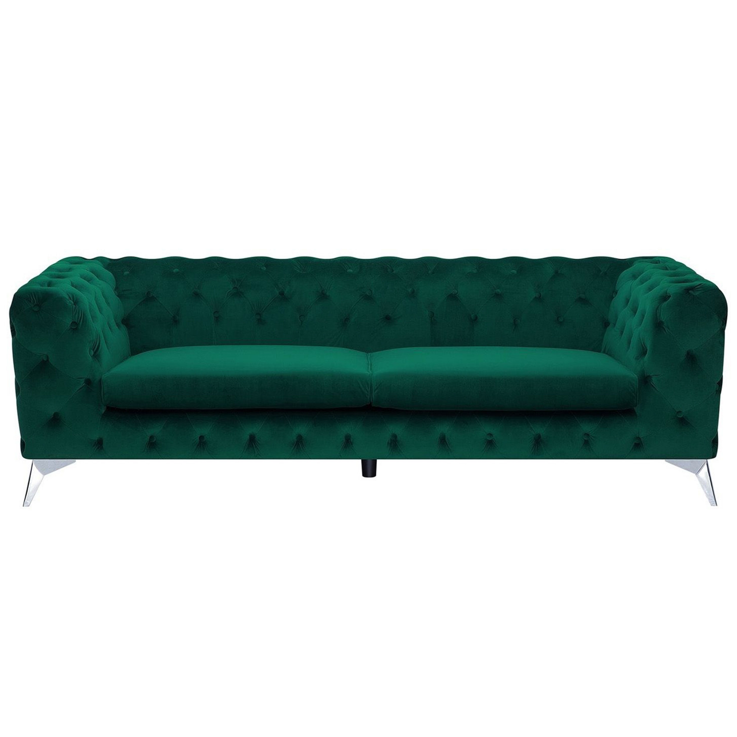Sofa 3 personers SOTRA Velour Smaragdgrøn