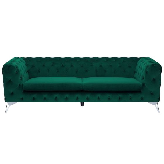 Sofa 3 personers SOTRA Velour Smaragdgrøn