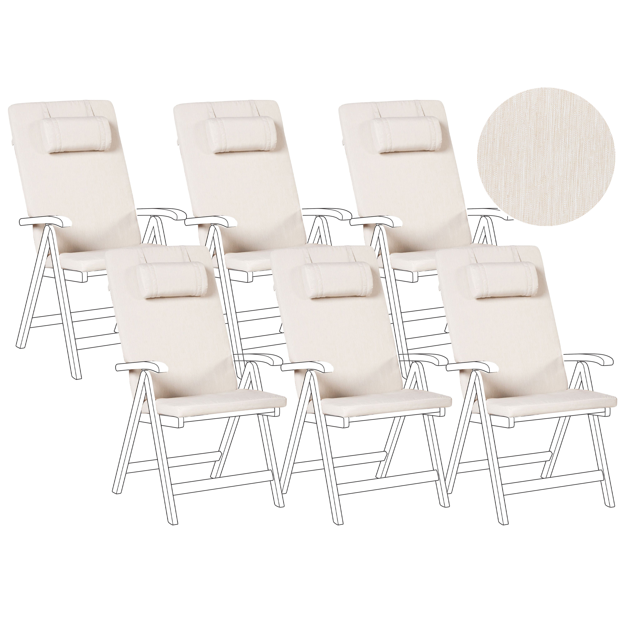 Sæt af 6 ryg-/siddehynder JAVA/AMANTEA PREMIUM 50 x 71 cm Lys Beige