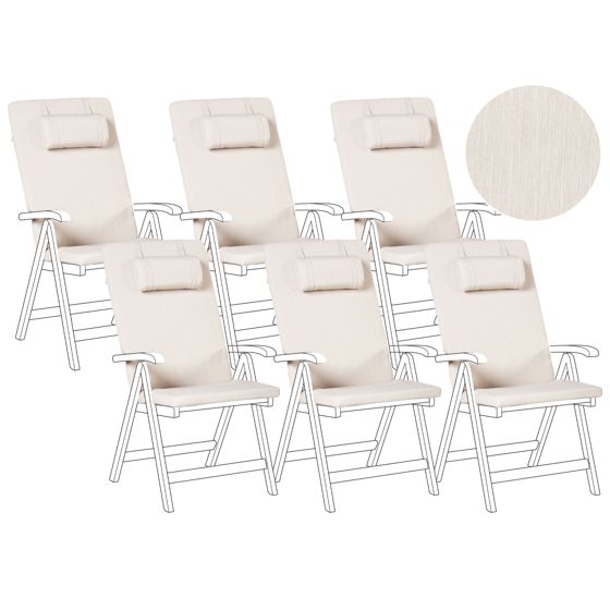 Sæt af 6 ryg-/siddehynder JAVA/AMANTEA PREMIUM 50 x 71 cm Lys Beige