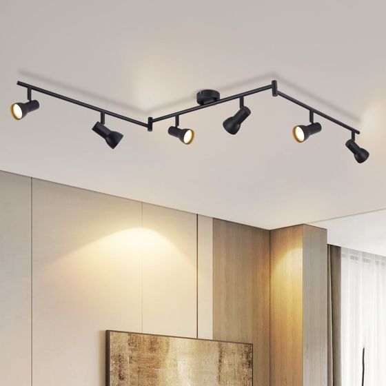NETTLIFE GU10 loftlampe i sort metal med 6 lyskilder til soveværelse og entré