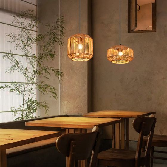 NETTLIFE Vintage - hængelampe til spisebordet, 1 pære, lanterne med hamperebsmønster, E27 spiselampe