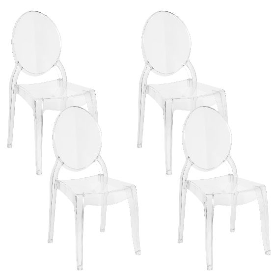 Sæt med 4 spisebordsstole MERTON Transparent