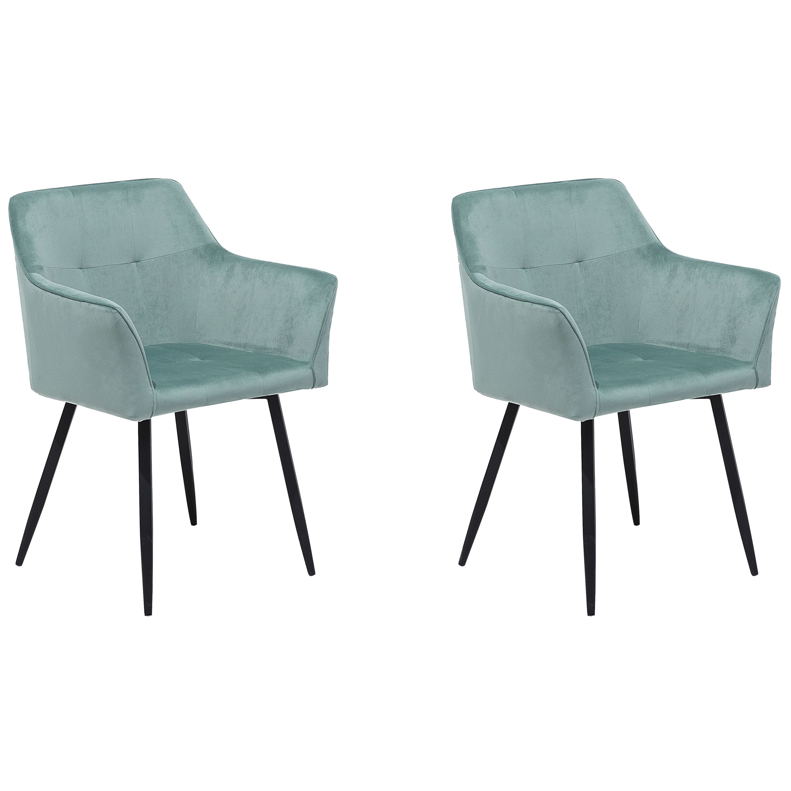 Sæt med 2 spisebordsstole JASMIN Velour Mintgrøn