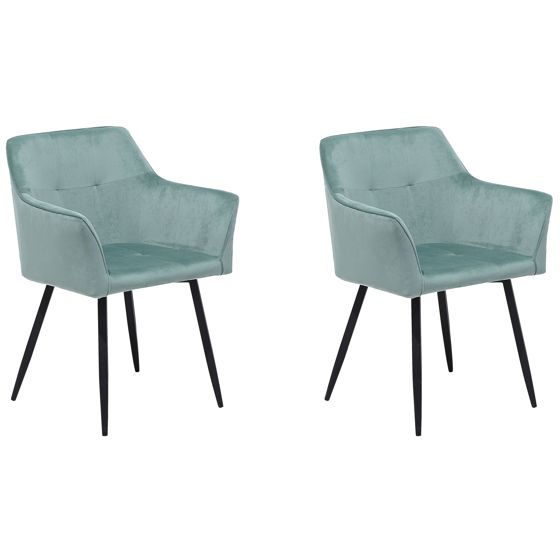 Sæt med 2 spisebordsstole JASMIN Velour Mintgrøn