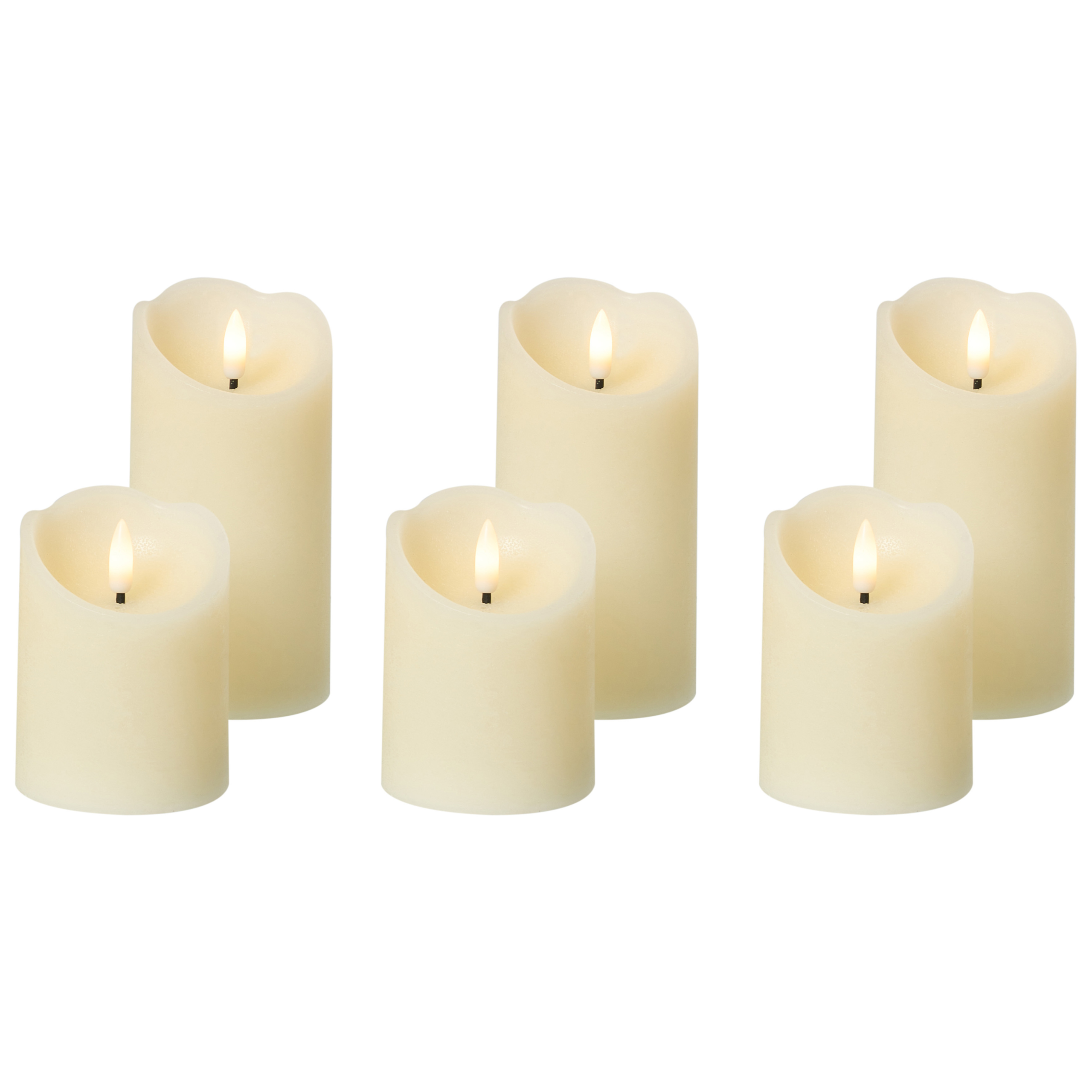 Sæt af 6 LED-stearinlys AMOREA 10/15 cm Cremehvid