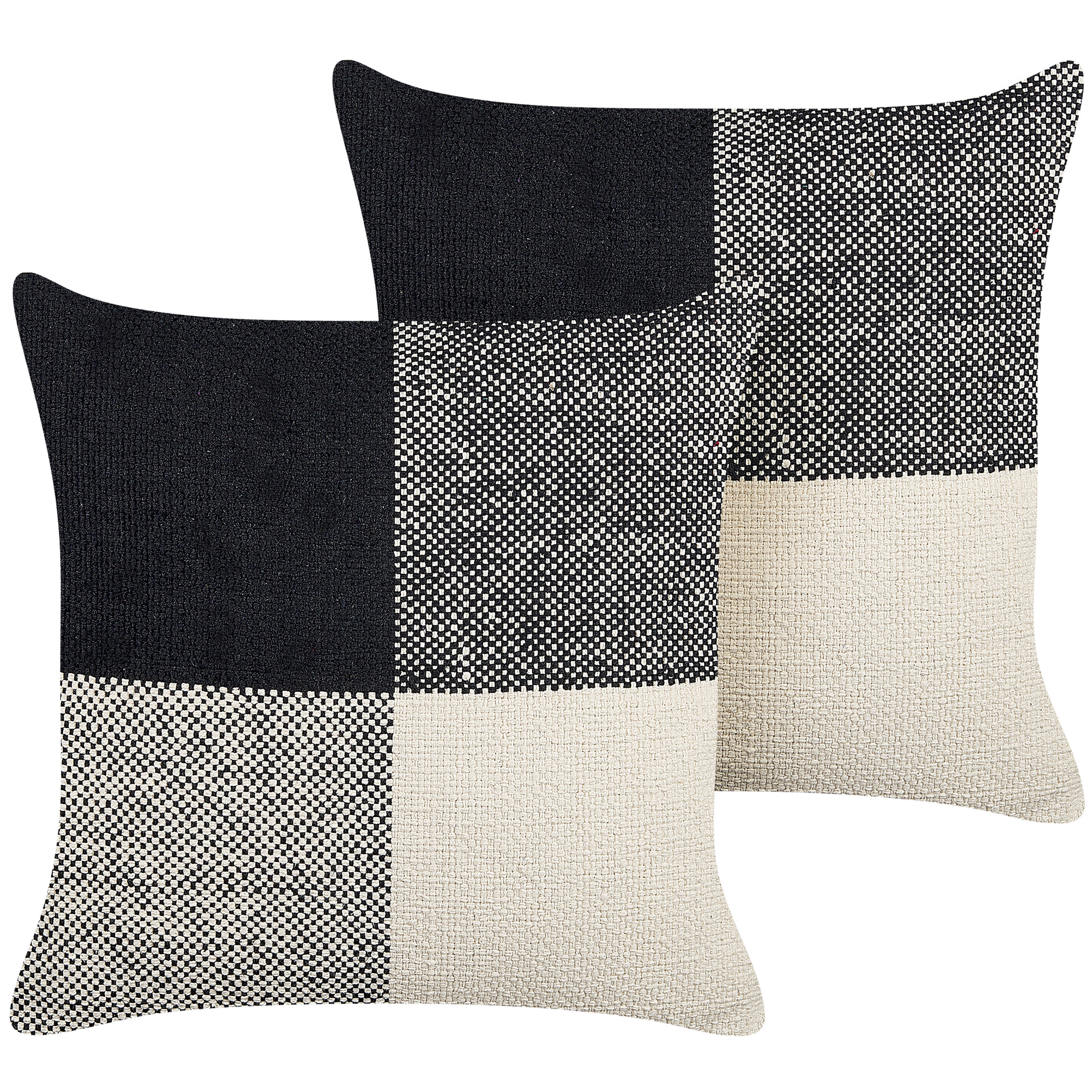 Sæt af 2 pyntepuder LAELIA 45 x 45 cm Bomuld Sort Patchwork