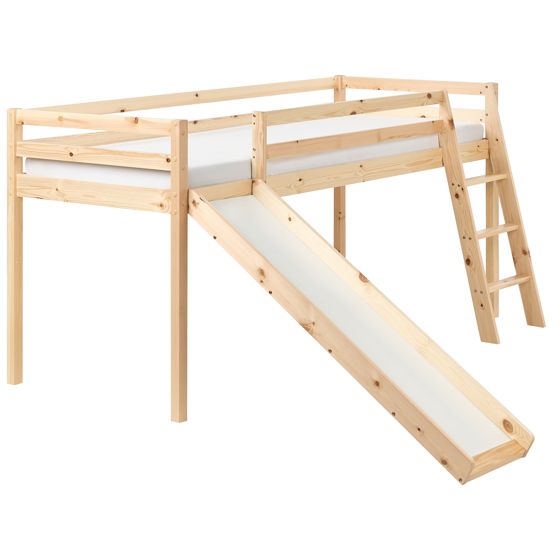 Halvhøj seng Fyretræ STAPLE 90 x 200 cm Med en rutsjebane Lysebrun