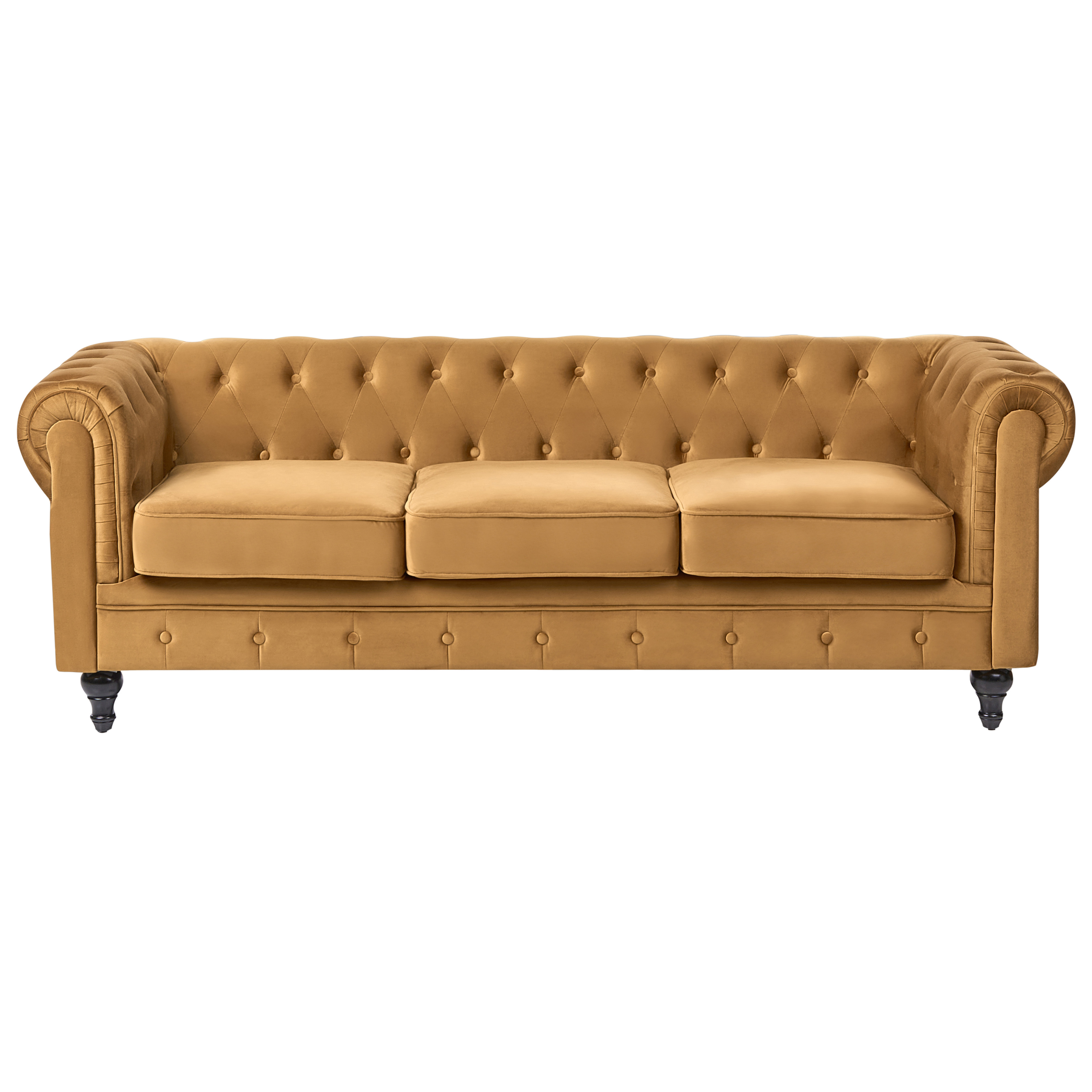 Sofa 3 personers CHESTERFIELD Velour Guld