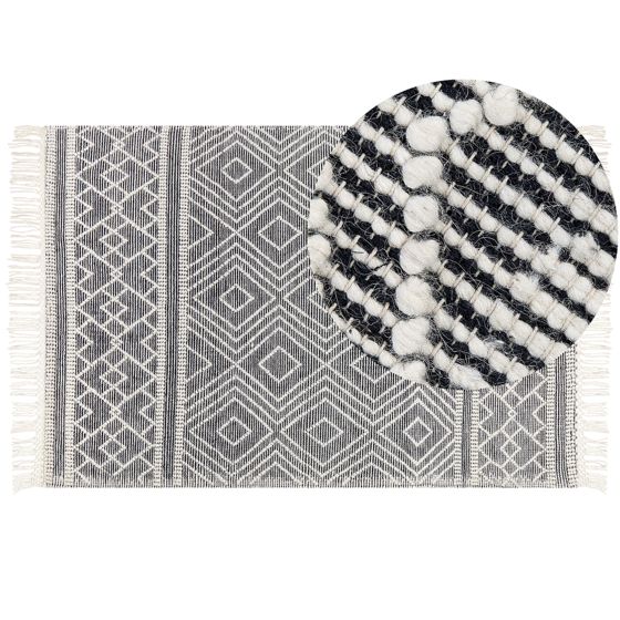 Gulvtæppe SAVUCA Sort 160 x 230 cm Uld