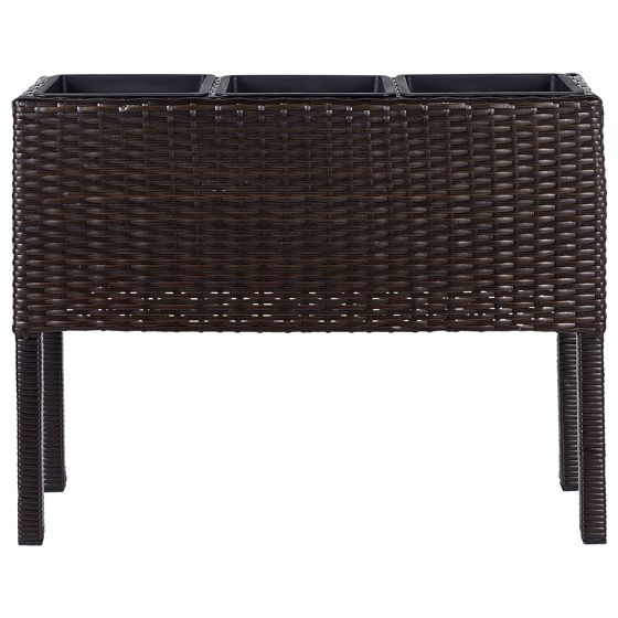 Forhøjet plantekrukke CARAGANA 77 cm PE-rattan Mørkebrun