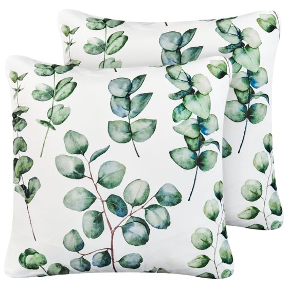Sæt af 2 havehynder BOSQUE Plante mønster 45 x 45 cm Grøn