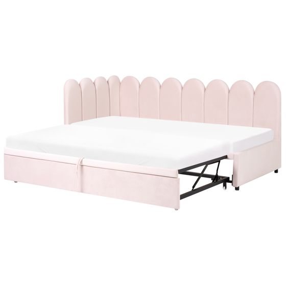 Udtræksseng Velour TERROU 90 x 200 cm Pastellrosa